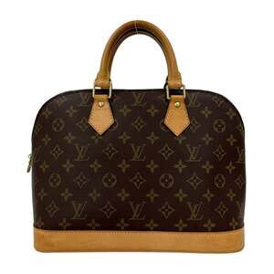 LOUIS VUITTON Authentic Brown Monogram Leather Alma Boston Bag
